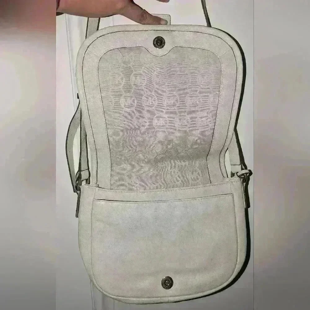 Michael Kors White Leather Saddle Bag